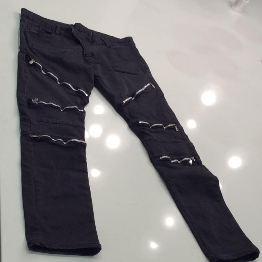 Men’s Black Moto Jeans